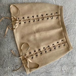 Honey Punch tie suede skirt